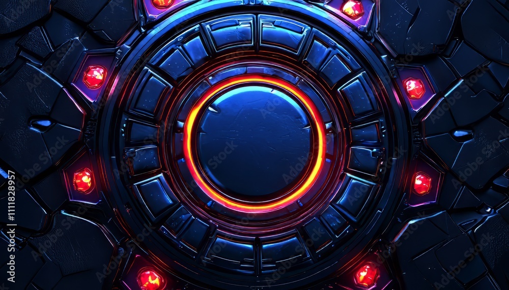 Obraz premium Abstract Futuristic Circular Metal Panel Design