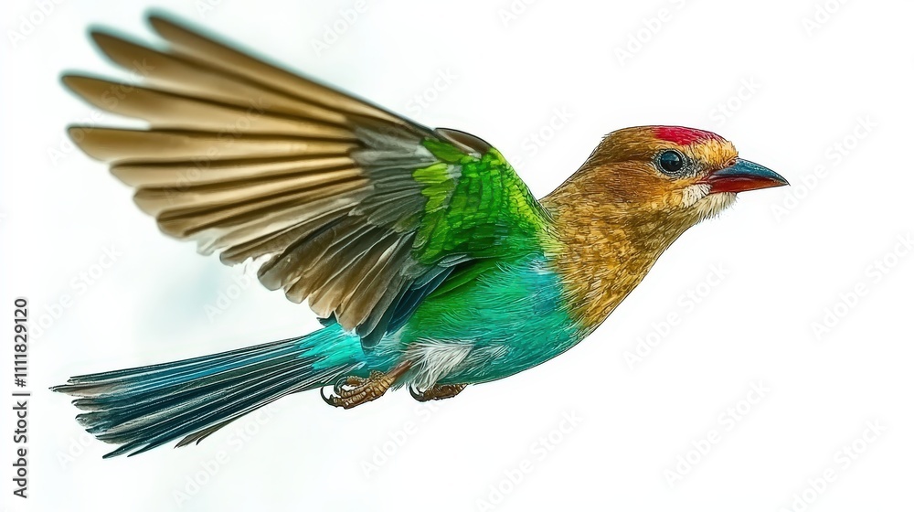 Fototapeta premium Vivid Flying Bird Exotic Avian Colorful Wings Tropical Wildlife Nature Photography