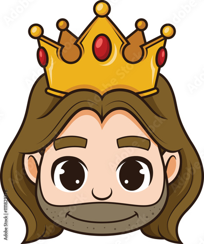 Happy king face with crown vector image