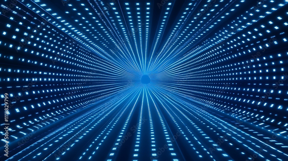 Futuristic Abstract Digital Background with Blue Light Beams and Movement in a Tunnel Illusion Effect Futuristic Abstract Digital Background with Blue Light Beams and Movement in a Tunnel Illusion Effect
