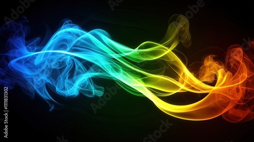 Abstract Colorful Light Waves Dynamic Neon Background