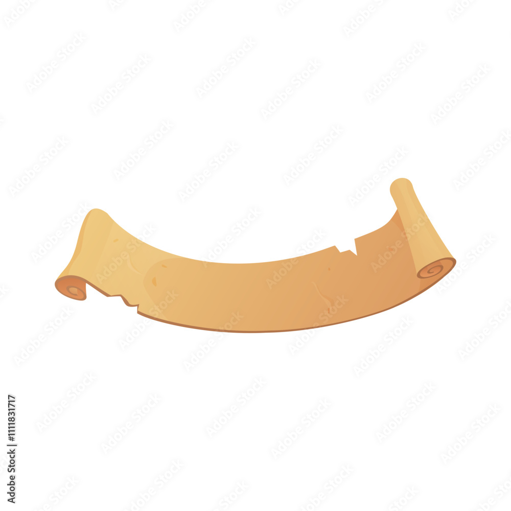 Fototapeta premium Vector illustration of ancient scroll with empty canvas for gaming interfaces.