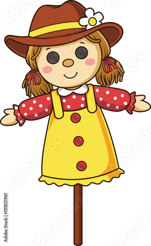 Scarecrow with doll features vector image