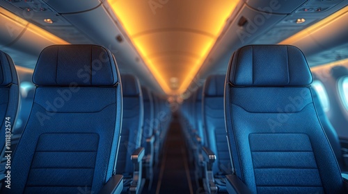 Airplane Cabin Interior Empty Seats Travel Transport Journey