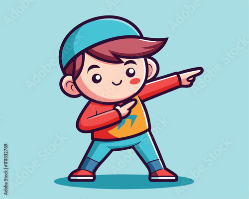 Cute Boy Dabbing Pose Cartoon Vector Illustration