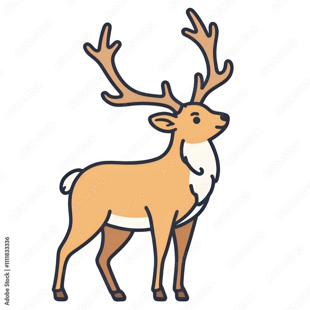 Deer Standing Majestically in a Minimalist Style Deer Standing Majestically in a Minimalist Style