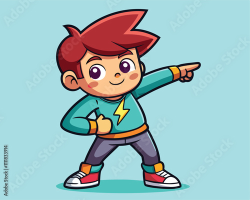 Cute Boy Dabbing Pose Cartoon Vector Illustration