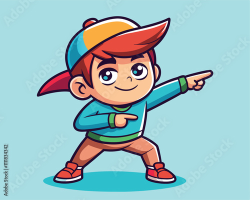 Cute Boy Dabbing Pose Cartoon Vector Illustration