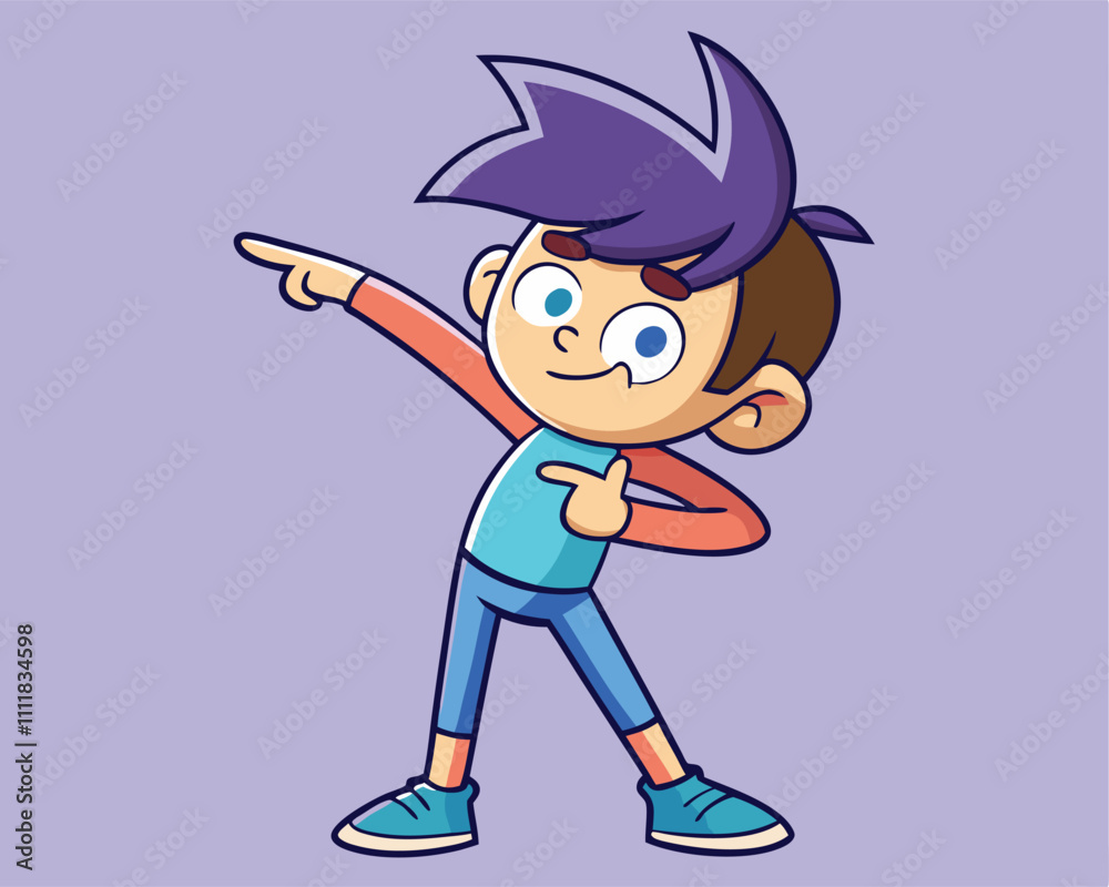 Obraz premium Cute Boy Dabbing Pose Cartoon Vector Illustration