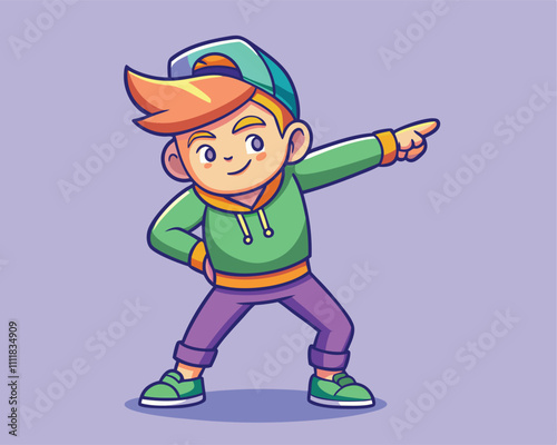 Cute Boy Dabbing Pose Cartoon Vector Illustration