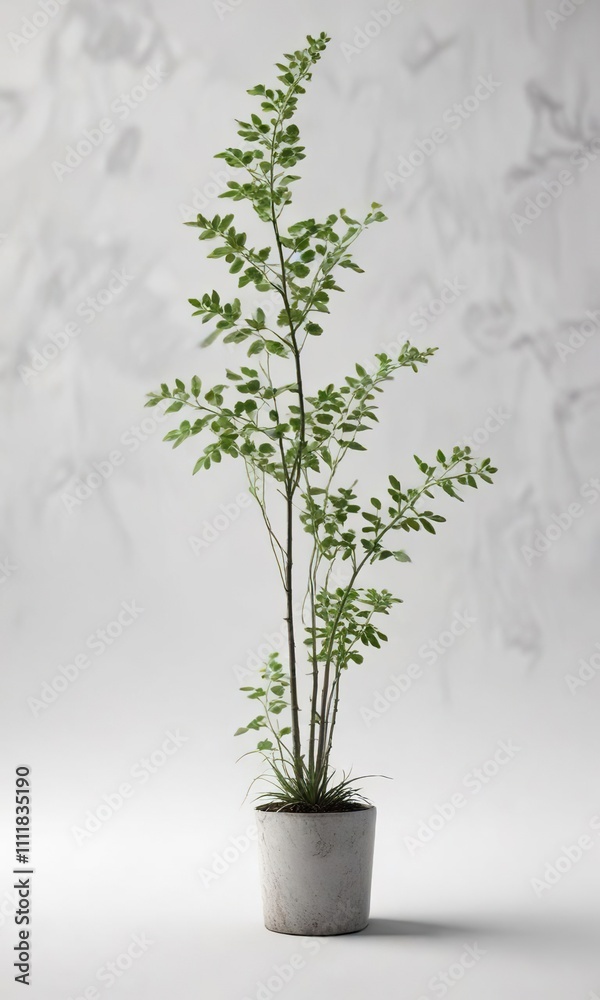 Low-growing wiry plant with slender leaves on a white background , foliage, slender Low-growing wiry plant with slender leaves on a white background , foliage, slender
