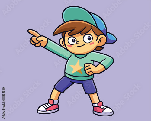 Cute Boy Dabbing Pose Cartoon Vector Illustration