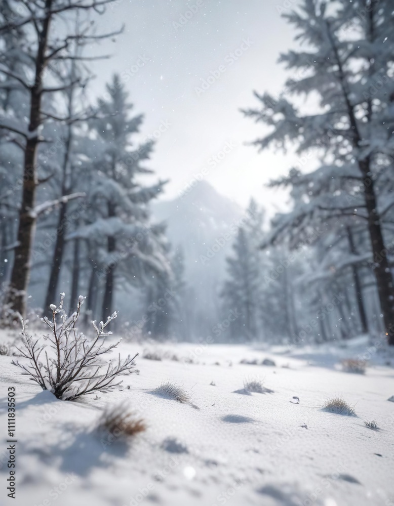 Softly falling flakes on a pristine white snow background, gentle fall, clean Softly falling flakes on a pristine white snow background, gentle fall, clean