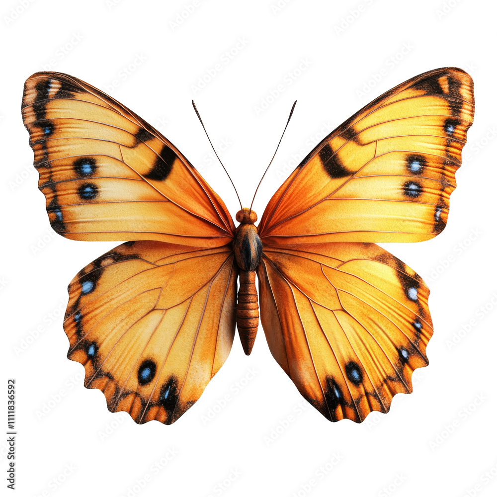 Fototapeta premium Colorful butterfly perched gracefully with vibrant orange and black patterns on its wings
