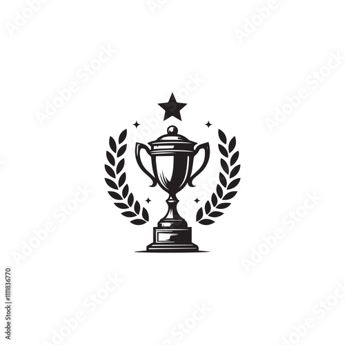 Trophy vector logo icon.champions trophy logo icon for winner award logo template