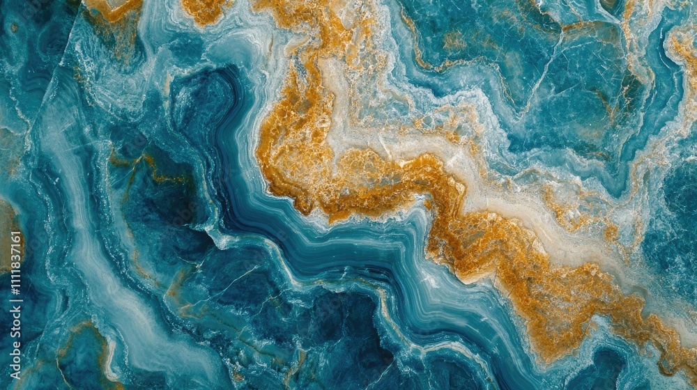 Fototapeta premium Abstract blue and gold marble texture background.