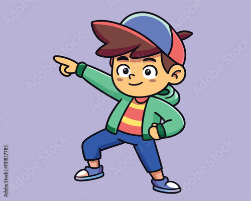 Cute Boy Dabbing Pose Cartoon Vector Illustration