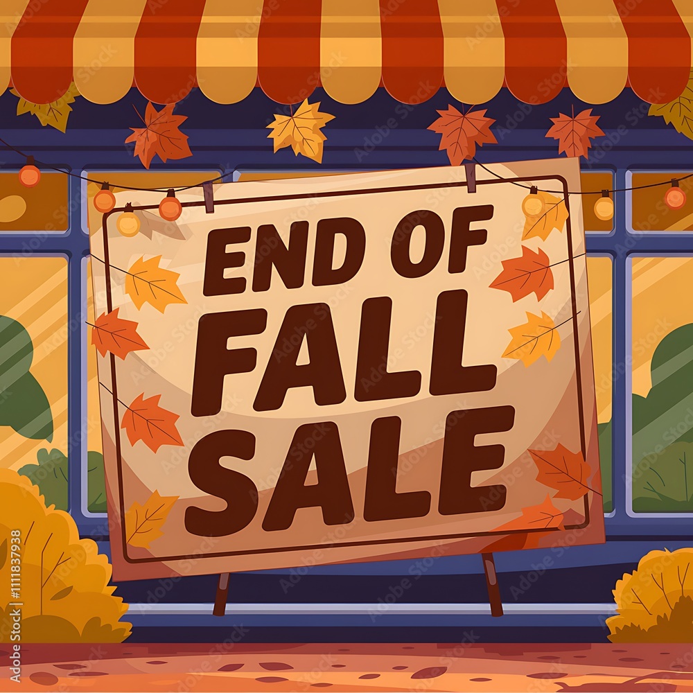 Fototapeta premium Autumn Sale Sign Outside Store Front