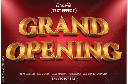 Grand opening golden light 3d text style, editable text effect