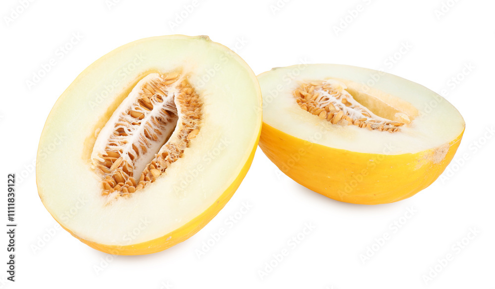 Halves of ripe melon isolated on white Halves of ripe melon isolated on white