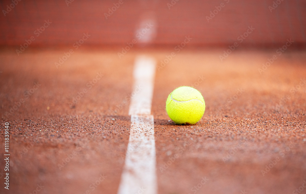 Φωτογραφία tennis ball on the court A clay court is one of the types of tennis court on which the sport of tennis is played