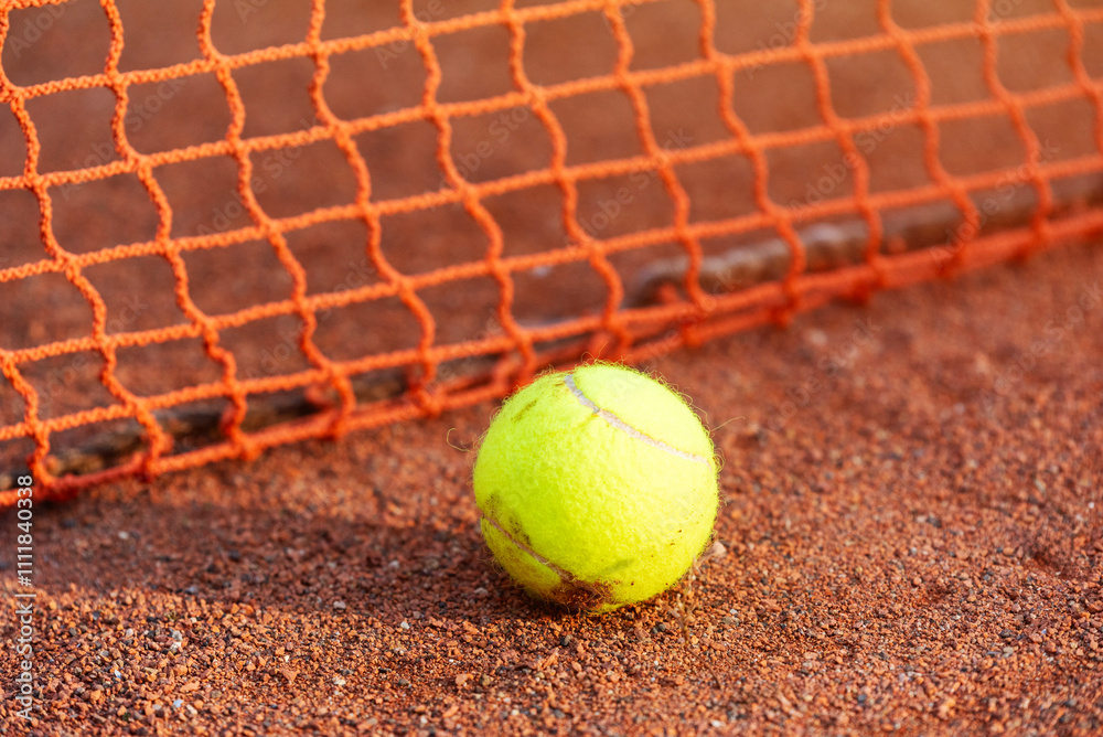 Φωτογραφία tennis ball on the court A clay court is one of the types of tennis court on which the sport of tennis is played