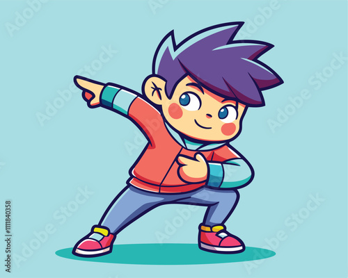 Cute Boy Dabbing Pose Cartoon Vector Illustration