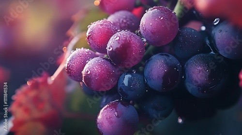 Wallpaper Mural Dew Covered Red Grapes Hanging On The Vine Torontodigital.ca