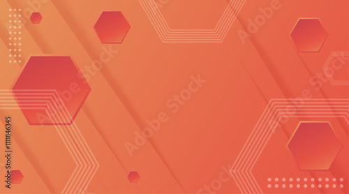 abstract background orange gradient, hexagonal memphis style