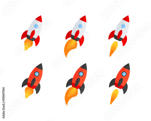 Rocket set icons. Flat style. Vector icons.