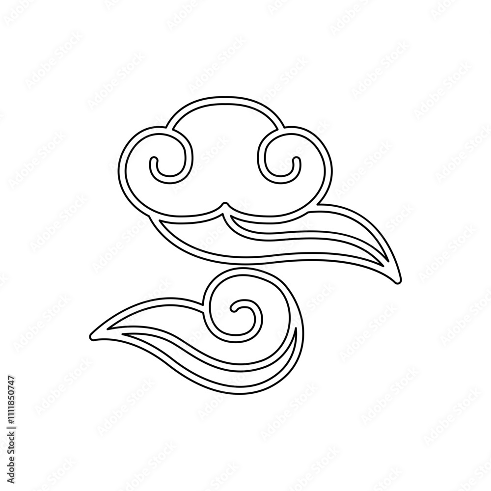 Abstract Cloud , Chinese Cloud , Curl cloud ,Decoration cloud, cloud icon in line style Abstract Cloud , Chinese Cloud , Curl cloud ,Decoration cloud, cloud icon in line style