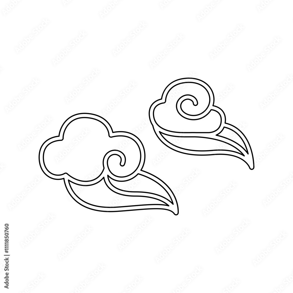 Obraz premium Abstract Cloud , Chinese Cloud , Curl cloud ,Decoration cloud, cloud icon in line style