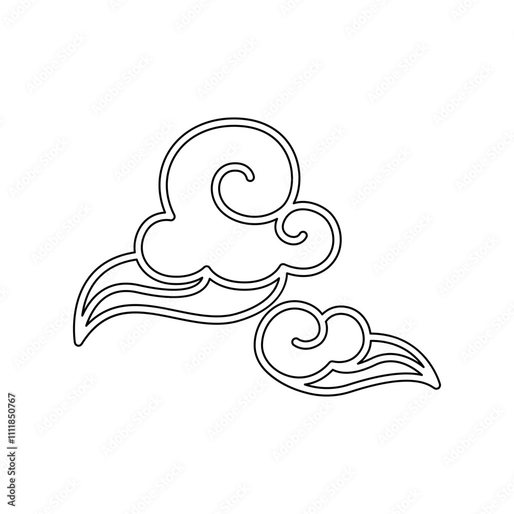Abstract Cloud , Chinese Cloud , Curl cloud ,Decoration cloud, cloud icon in line style Abstract Cloud , Chinese Cloud , Curl cloud ,Decoration cloud, cloud icon in line style