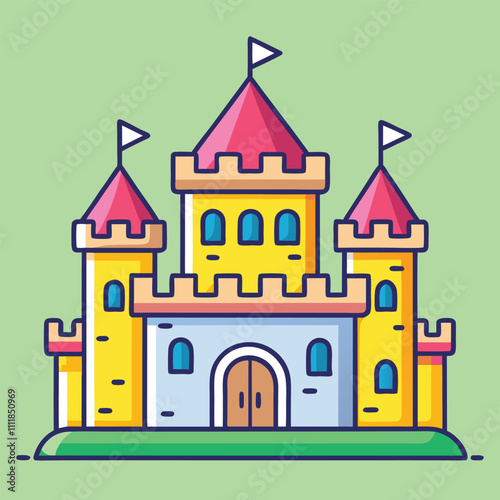 Castel Cartoon Vector Illustration. Luxury House Isolated Icon Concept
