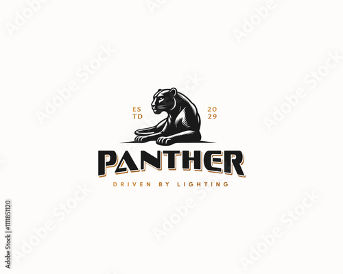 Black Panther silhouette logo cougar wild speed motor logo template for business