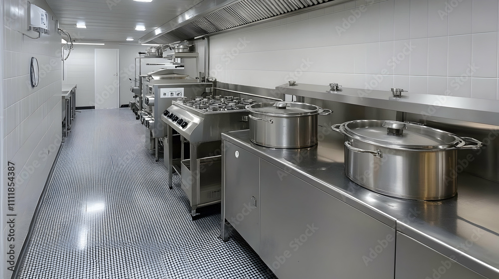 Stainless Steel Kitchen. Commercial Cooking Equipment Stainless Steel Kitchen. Commercial Cooking Equipment