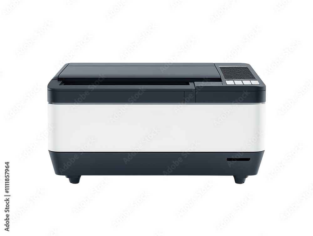 Desktop printer with paper tray, isolated on a white background. PNG transparent. Desktop printer with paper tray, isolated on a white background. PNG transparent.