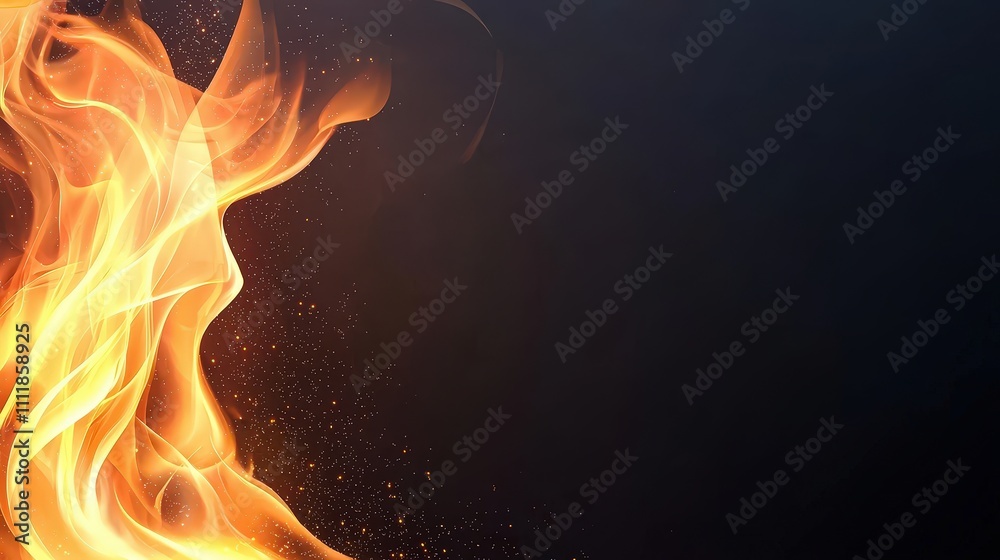 Fiery Flames Background Abstract Orange Fire Design Hot Burning Embers Dark Background Fiery Flames Background Abstract Orange Fire Design Hot Burning Embers Dark Background
