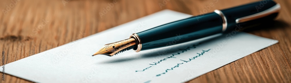 Fototapeta premium Elegant Fountain Pen on Note Paper