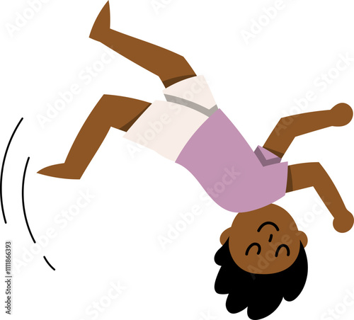 playful child doing somersaults.