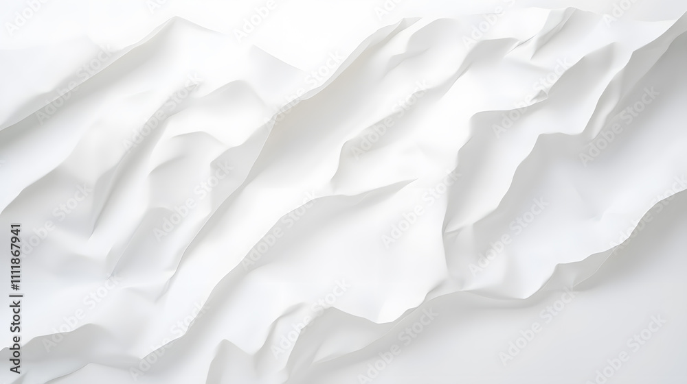 Obraz premium Crumpled piece of white paper on white background. Top view