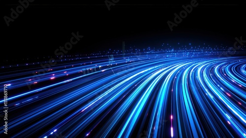 Abstract Blue Light Trails Futuristic Speed Technology Data Flow Background