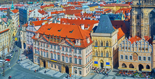 Photography Panorama of historic houses in Old Town Square, Prague, Czechia