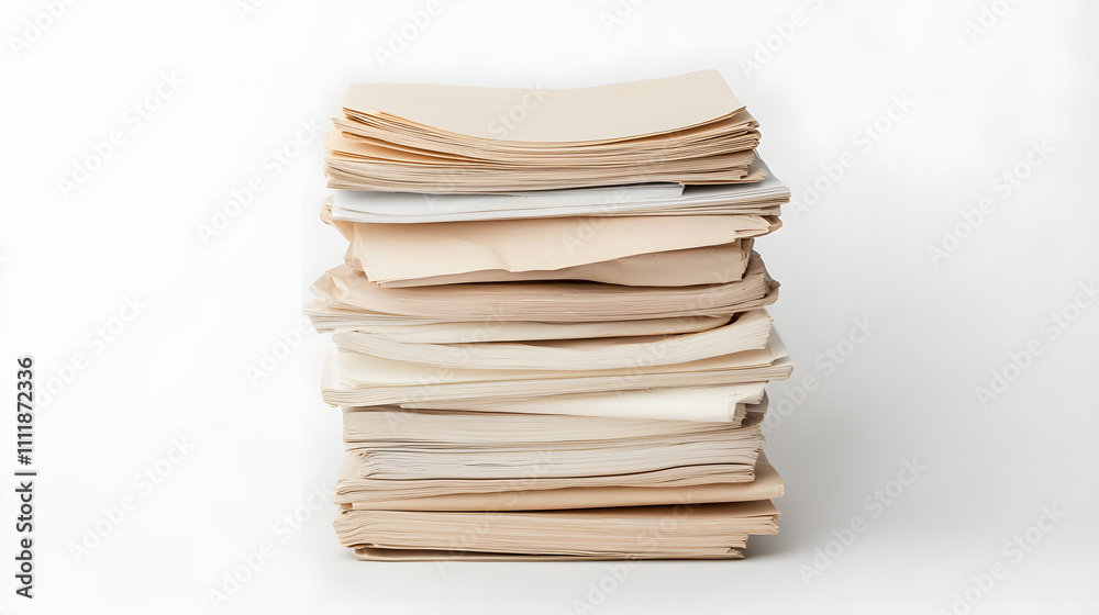 The high stack of old magazines isolated on white background The high stack of old magazines isolated on white background