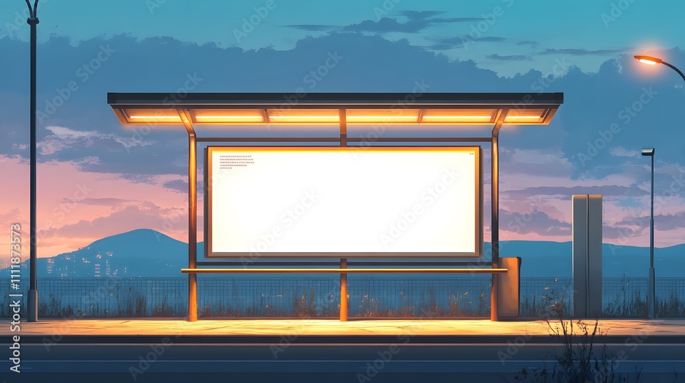 Blank advertising poster template on bus stop Blank advertising poster template on bus stop