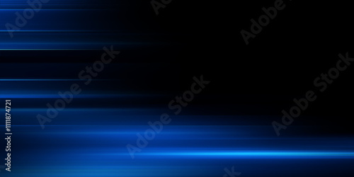Panoramic dark speed light background with horizontal lines. Space for text  copy-space 