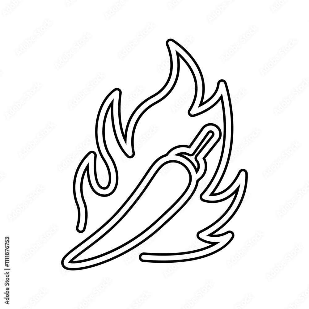 Chili icon in line style Chili icon in line style