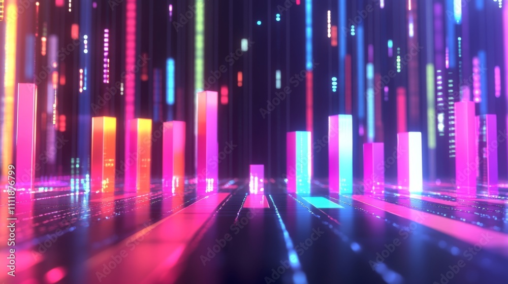 Colorful Light Bars and Vertical Lines in a Digital Background Colorful Light Bars and Vertical Lines in a Digital Background