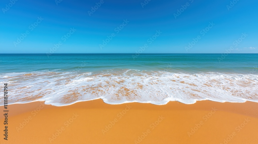 Serene Tropical Beach Azure Ocean Golden Sand Soft Waves Serene Tropical Beach Azure Ocean Golden Sand Soft Waves