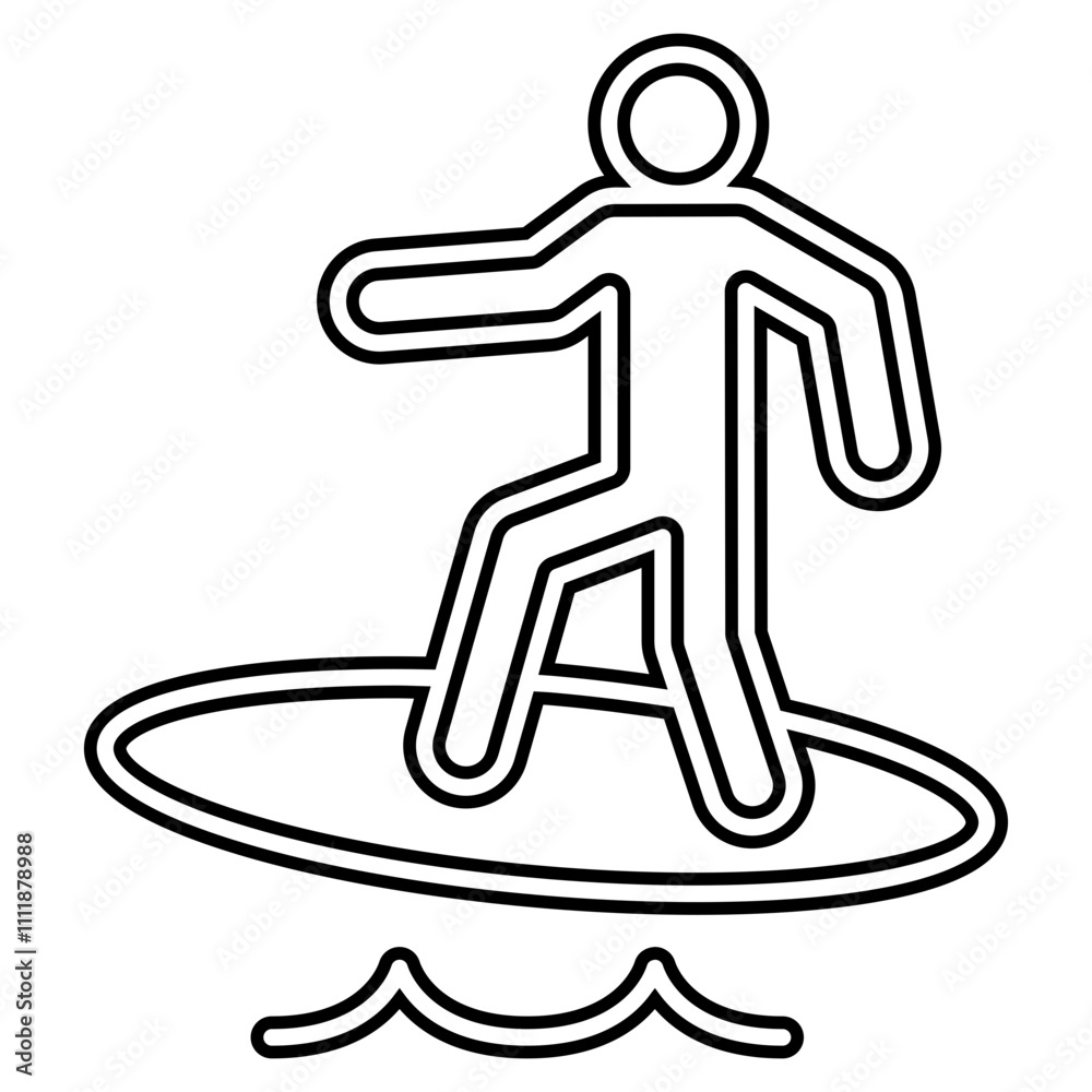 Surfing icon in line style Surfing icon in line style